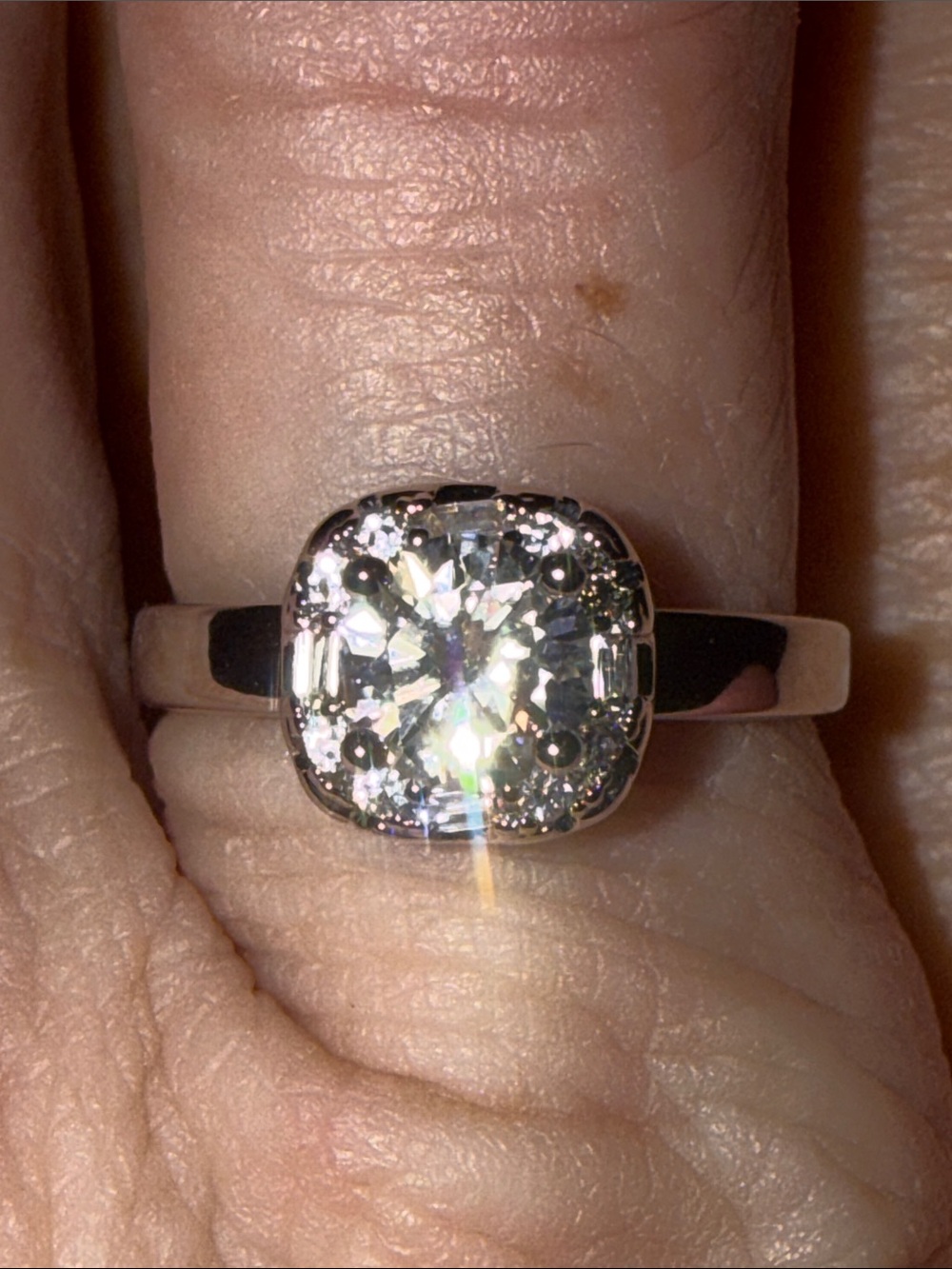 GRA CERTIFIED MOISSANITE DIAMOND 1 CT Cushion Halo Solitaire Ring 925 Sterling - Picture 4 of 9